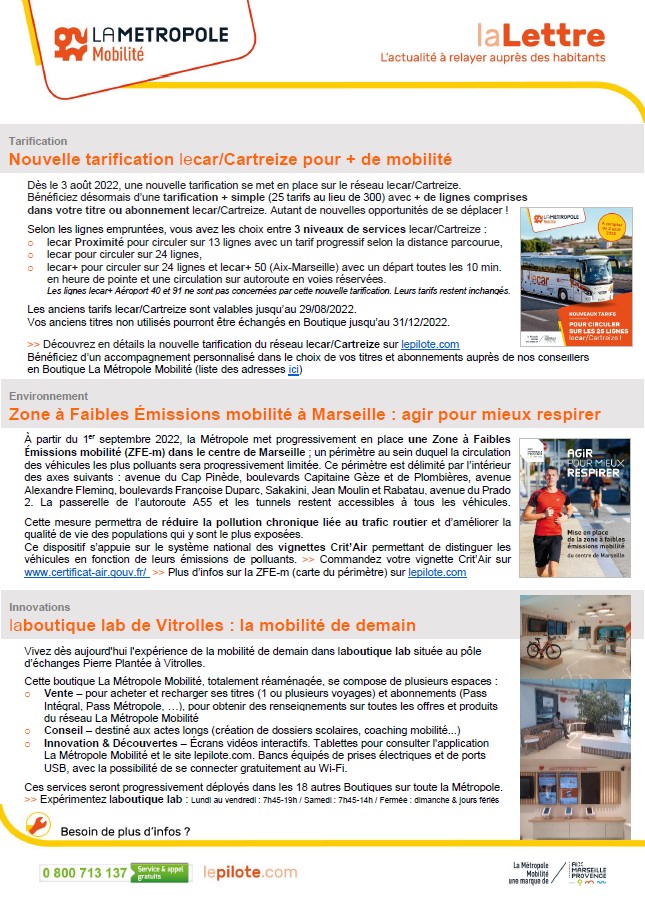 lettre metropole mobilité