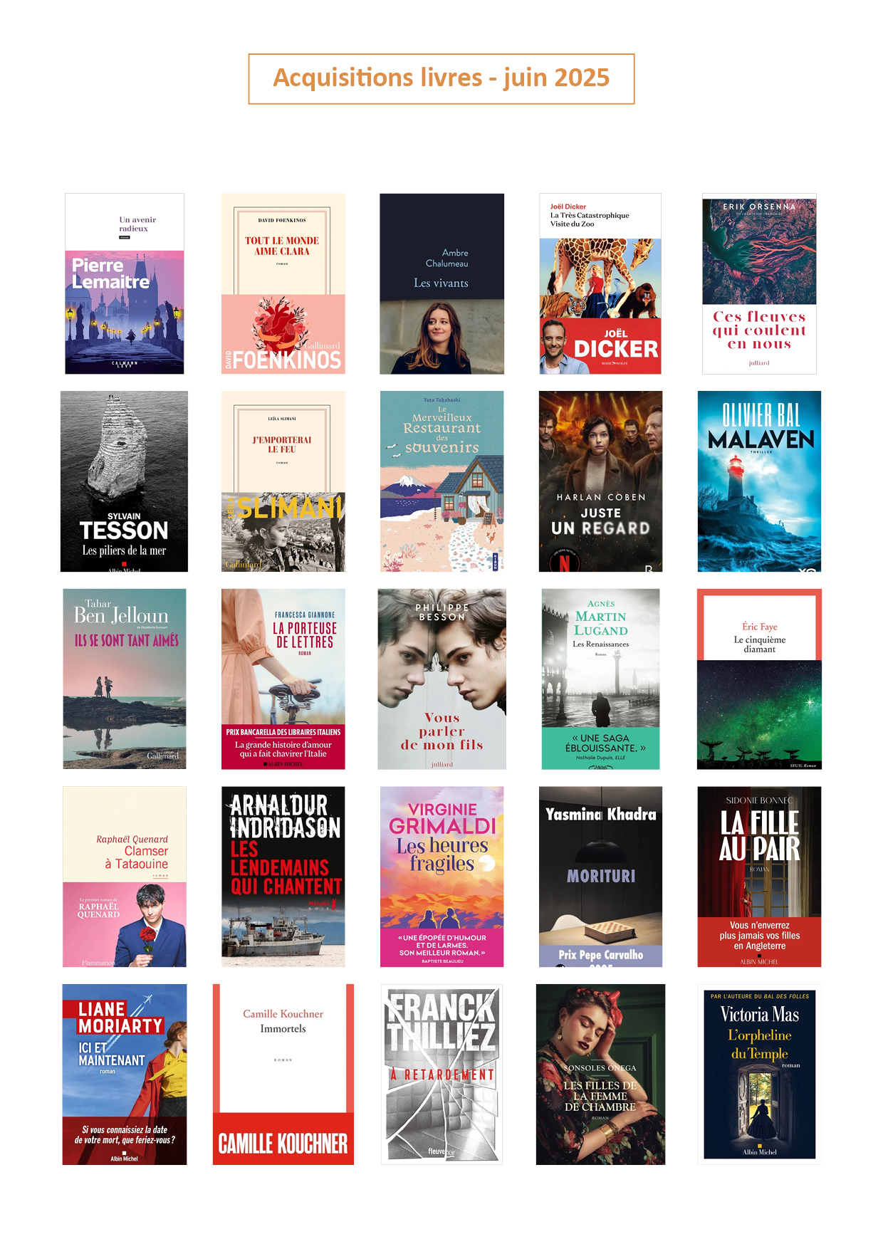 acquitions livres juin 2025